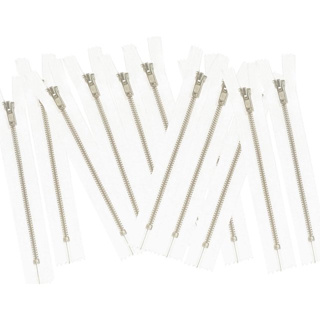 10 pcs Silver Metal Teeth #3 Teeth Zippers - Kyezi Design & Craft (Off White, 4 inch)