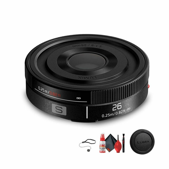 Panasonic Lumix S 26mm f/8 Objectif Plein Format (Monture en L) (S-R26) + Kit de Nettoyage + Protège-Capuchon