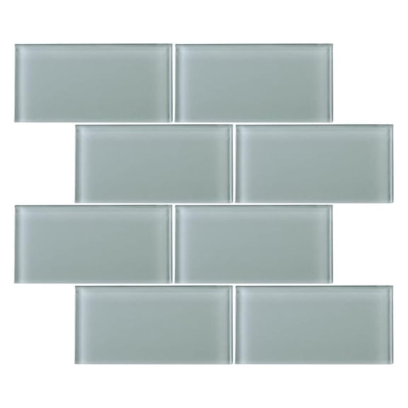 Ice Mist Glossy - 3x6 Blue Grey Glass Tile - Bathroom Tile & Kitchen Backsplash Tile (It is Not a Peel and Stick Tile) (1 Sqft - 8 Pieces)