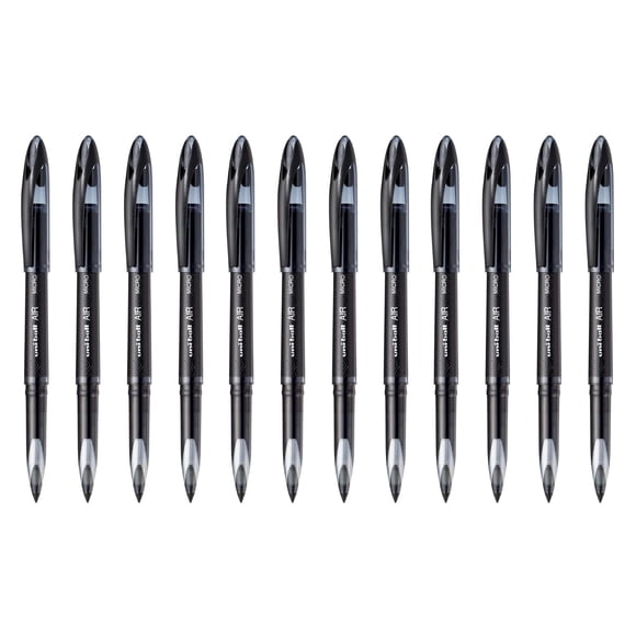 Plumas Uni-Ball Air Porous Point 0.7 mm Punta Media Negra Paquete de 12