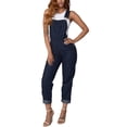 thumbnail image 3 of Women Denim Jeans Bib Suspender Pants, Solid Color Sling Backless Baggy Long Pants Overalls, 3 of 5