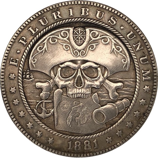 Moneda Morgan Hobo, estilo antiguo, conmemorativa, 1881, pirata