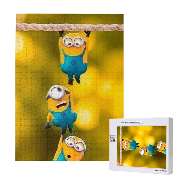 Rompecabezas de madera de 500 piezas de los Minions, adecuado para niños y adultos, rompecabezas para niños y niñas, juguetes de juego de entretenimiento con rompecabezas, talla única