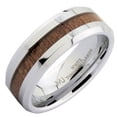 thumbnail image 2 of MJ Metals Jewelry Unisex White Tungsten Carbide 8mm Wedding Band with Real Koa Wood Inlay Ring Size 11, 2 of 4