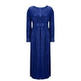 thumbnail image 5 of Gamivast Formal Dresses for Women Wrap V-Neck Long Sleeve Evening Dresses Elegant Party Dress Metallic Glitter Pleated Empire Waist Maxi Wedding Guest, 5 of 6