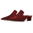 thumbnail image 5 of FSJ Women Comfortable Chunky Block Low Heel Mules Square Closed Toe Backless Loafers Slip On Office Clogs Slides Shoes Size 6.5 Red, 5 of 5