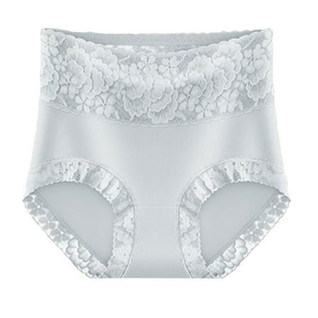 Mnyycxen Women High Waist Shapewear Panties Floral Print Lace Trim Hip Lifting Briefs Seamless Traceless Underpants