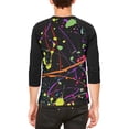 thumbnail image 2 of Splatter Paint Black Mens Raglan T Shirt White-Black SM, 2 of 2