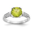 thumbnail image 4 of 10K White Gold Diamond and Peridot Ring Size 6, 4 of 5