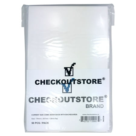 100 Checkout Crystal Clear Cur Age Thick Comic Book Bags 100 Checkout Crystal Clear Cur Age Thick Comic Book Bags W Backing Boards