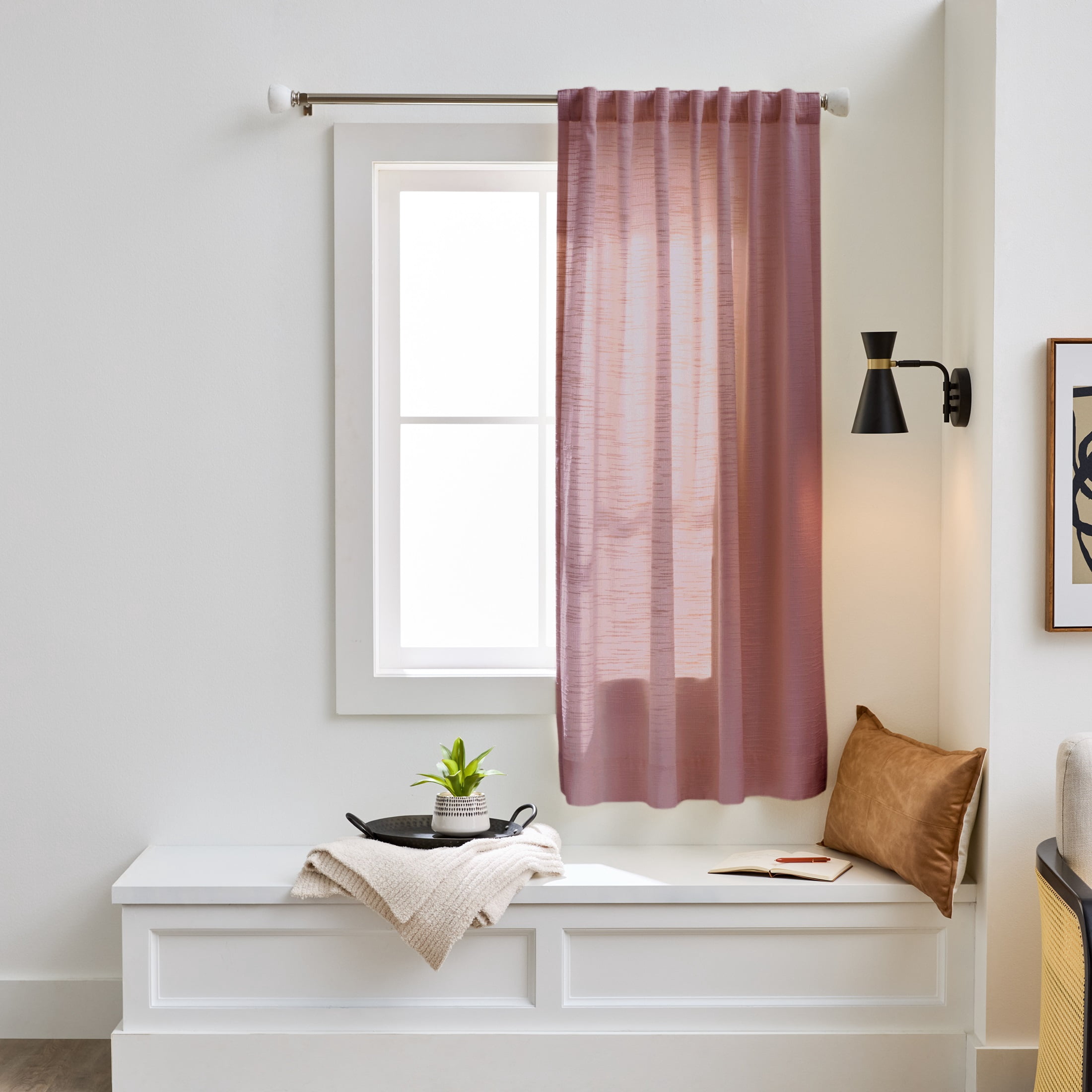 Better Homes & Gardens Textured Chenille Light-Filtering Single Curtain Panel, Violet Gem, 50 in W x 63 in L