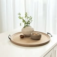 thumbnail image 3 of Kate and Laurel Bruillet Farmhouse Wood Round Ottoman Tray, 24 x 22, Rustic Brown, Circle Coffee Table Tray for Living Room Decor or Large Serving Tray, 3 of 9