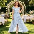 thumbnail image 2 of Big Girls Dresses Elegant Floral Flowing Ruffle Trim Party Girls formal Dress Size 13-14T, 2 of 4