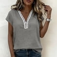 thumbnail image 6 of Lmueinov Women's Boho Cap Sleeve Lace Trim V Neck Tops 2026 Summer Casual Loose Beach Vacation Tee Shirts Blouse, 6 of 8