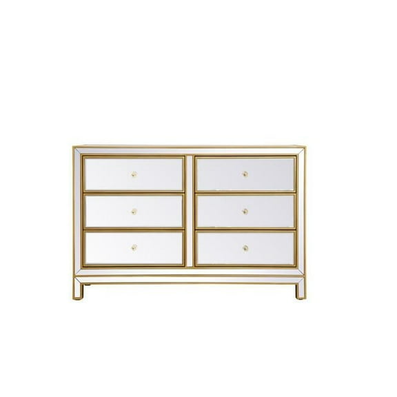 38 x 12 x 32 in. Dresser with 6 Drawers, Gold