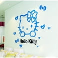 thumbnail image 1 of Calcomanía de pared 3D de acrílico estéreo de tamaño mediano con diseño de gato de Hello Kitty para habitación infantil, dormitorio, mesita de noche, color azul cielo y negro, 1 of 5