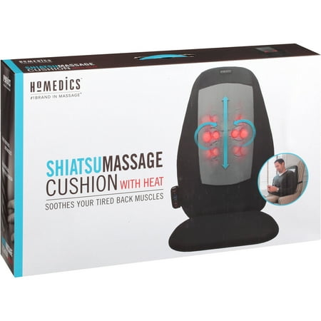 HoMedics Shiatsu Massage Cushion with Heat, SBM-115H-2, 3 Massage Zones, black/grey