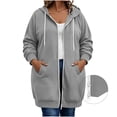 thumbnail image 3 of Aboser Womens Zip Up Long Hoodies Trendy Long Sleeve Jackets Double Zipper Hooded Sweatshirt Plus Size Drawstring Hoodie Jacket with Pockets, 3 of 7