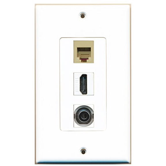 RiteAV - 1 Port HDMI 1 Phone RJ11 RJ12 Beige 1 3.5mm Wall Plate Decorative