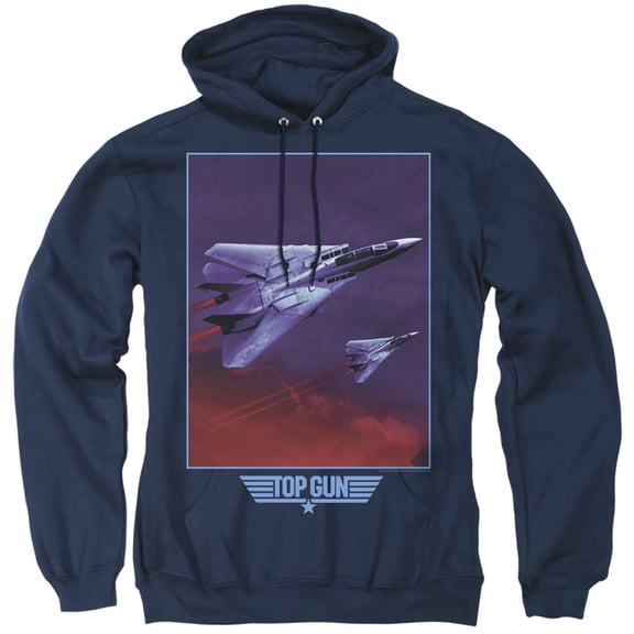 Top Gun Clouds Unisex Adult Pull-over Hoodie for Men and Women, Navy, Small