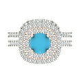 thumbnail image 2 of 1.8 ct Brilliant Round Cut Turquoise 14k White/Rose Gold Halo Solitaire with Accents Engagement Bridal Wedding Ring Band Set size 5.25, 2 of 7