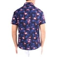 thumbnail image 2 of Navy Flamingo Button Up Short Sleeve Dress Shirt, Navy Flamingo, Size: S, Vacay Land, 2 of 2