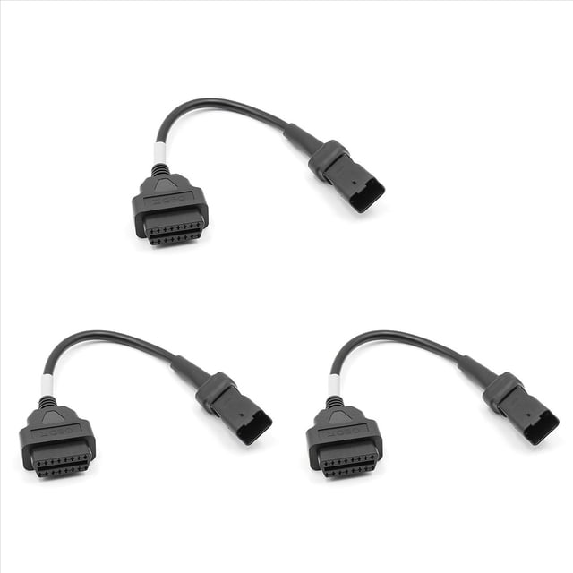 3X OBD Motorcycle Cable for 4 Pin Plug Cable Diagnostic Cable 4Pin to OBD2 16 Pin Adapter,3 x OBD Cable,Black