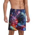 thumbnail image 2 of Saiise Outer Space Floating Numbers And Letters Print Mens Pajama Shorts Drawstring Elastic Waistband Sleep Shorts Soft Comfy Lounge Pants with Pockets-Small, 2 of 6