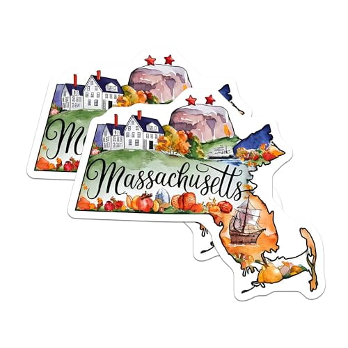 (2 Pack) Massachusetts State Magnets - New England Souvenir - Travel Collectible - Fridge Decor - Tourist Gift - 5" On Longest Side - for Cars, Fridges, Toolboxes - Made in USA - MAG6279