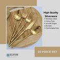 thumbnail image 7 of Elyon Tableware 20-Piece Noelle Matte Gold Flatware Set, Stainless Steel, Service for 4, 7 of 7
