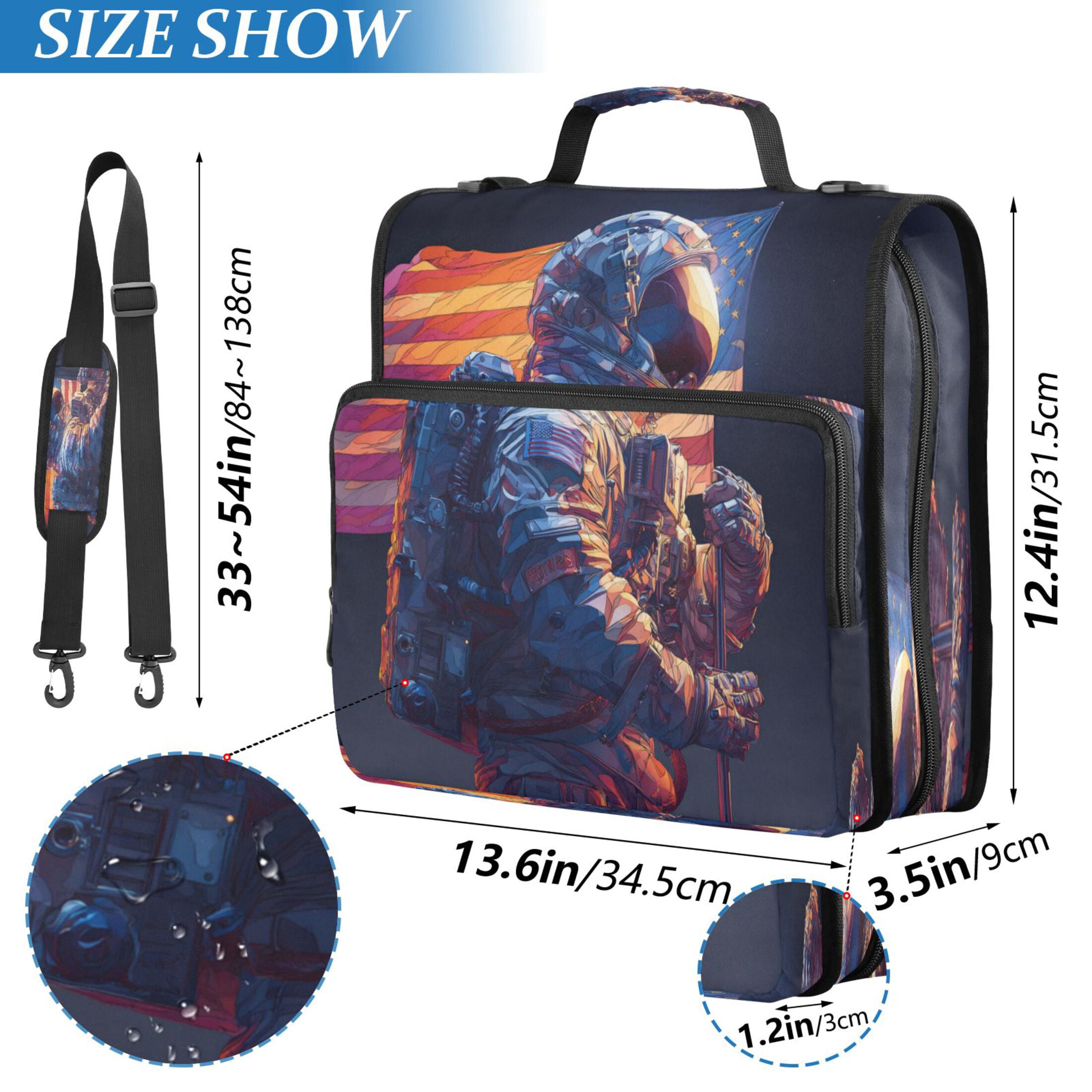 Zipper Binder 3 Rings Stationery Office Files Daily Organizer File Folder Storage Bag American Astronaut