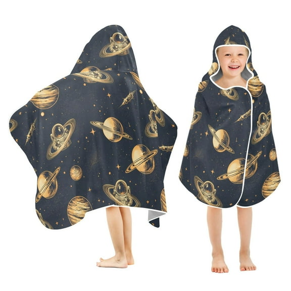 joogoo Astronaut Planet Space Kids Hooded Beach Towel Baby Bath Towel 23.5"x50"