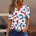thumbnail image 2 of Cmfcve Patriotic Shirts for Women V-Neck Button 4th of July Blouse Short Sleeves Flag Printed Pullover T-Shirt, 2 of 5