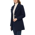 thumbnail image 4 of INSPIRE CHIC Women's Shawl Collar Single Breasted Mid-Thigh Winter Overcoat XL Navy Blue, 4 of 7