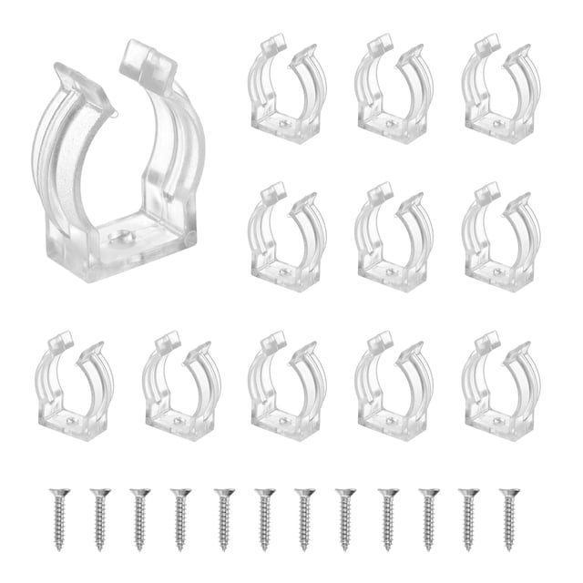 Soporte de Clips Uxcell para Luz de Tubo Fluorescente, Abrazaderas de Plástico para Tubos LED con Tornillos para Lámpara de Techo, Clara T6