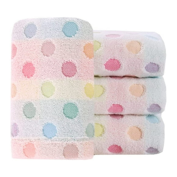 Hibalala Serviettes à Main 100 % Coton Motif à Pois Colorés Serviette Douce Absorbante 35*75CM Lot de 4
