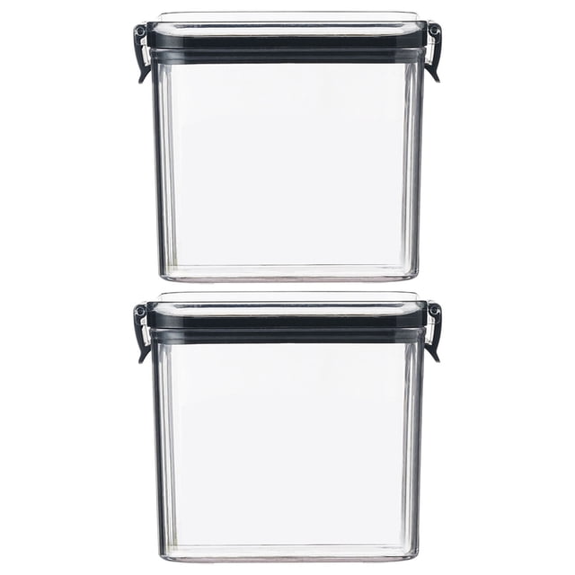 7 Cup Glass Storage Containers with Lids Bread Storage for Pantry Kitchen Food Containers 2PC Square Transparent Airtight Jar Fresh Keeping Kitchen Grain Storage Jar Snack Dried Fruit Storage Jar