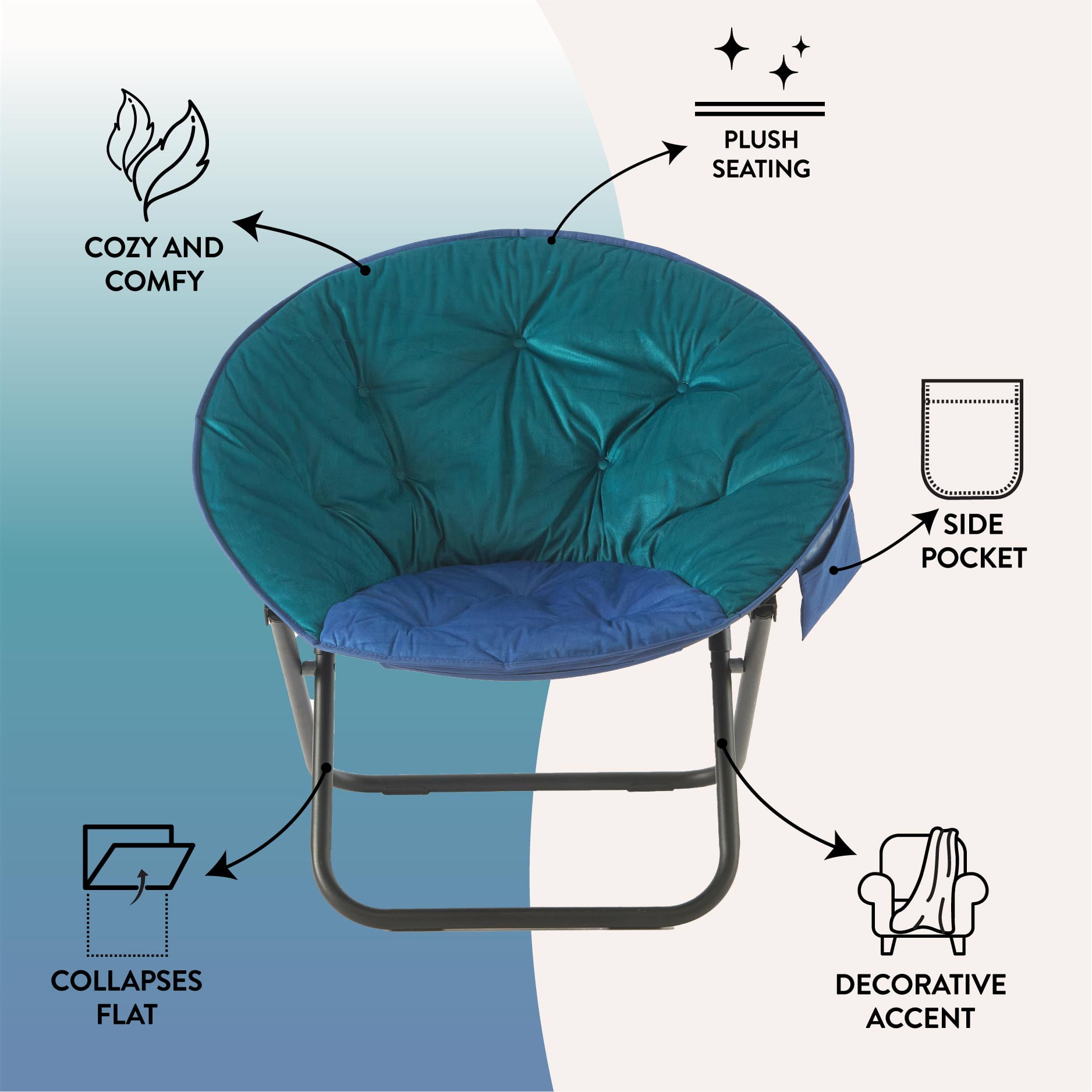 Urban Shop Colorblock Saucer Chair, Green/Blue, Adults and Teens