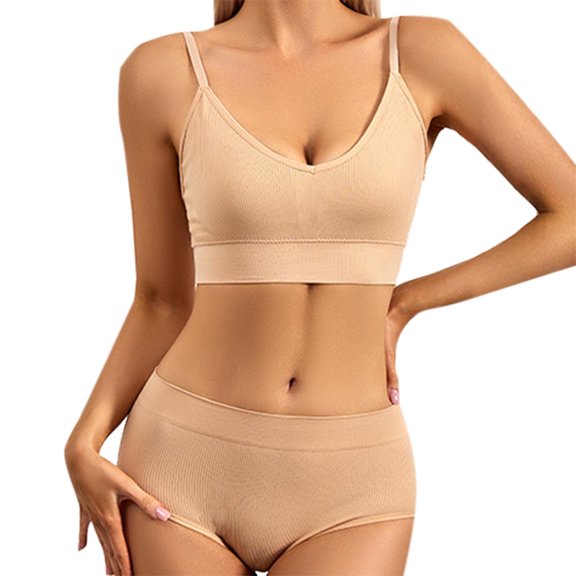 Yoodem Bras for Women Panties for Women Women's Underwear without Steel Ring Back Adjustable Suspender Vest Thin Chest French Triangle Cup Bra Bralettes for Women