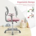 thumbnail image 6 of Kids Desk Chair, Ergonomic Kids Swivel Study Chair with Lumbar Support, Breathable Mesh & Universal Wheels, Height Adjustable Kids Computer Chair for Boys & Girls (Pink), 6 of 7