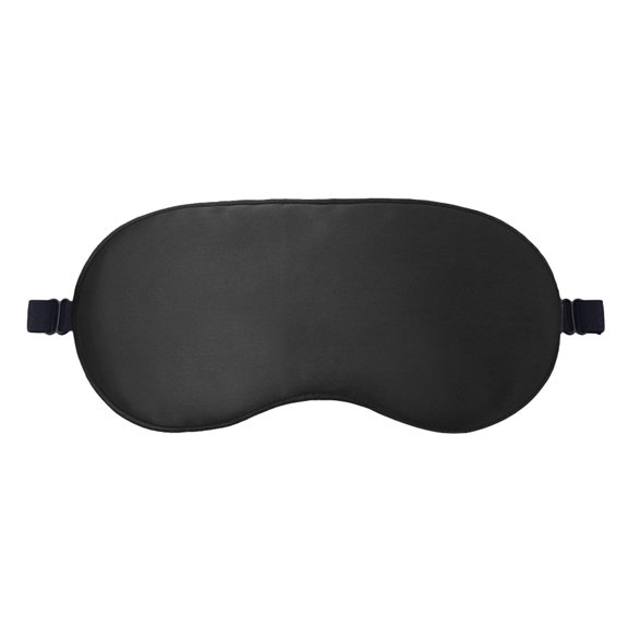 Antifaz para dormir con correa elástica de seda morera, para dormir y viajar (negro)