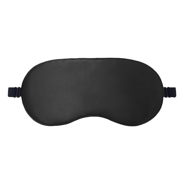Antifaz para dormir con correa elástica de seda morera, para dormir y viajar (negro)