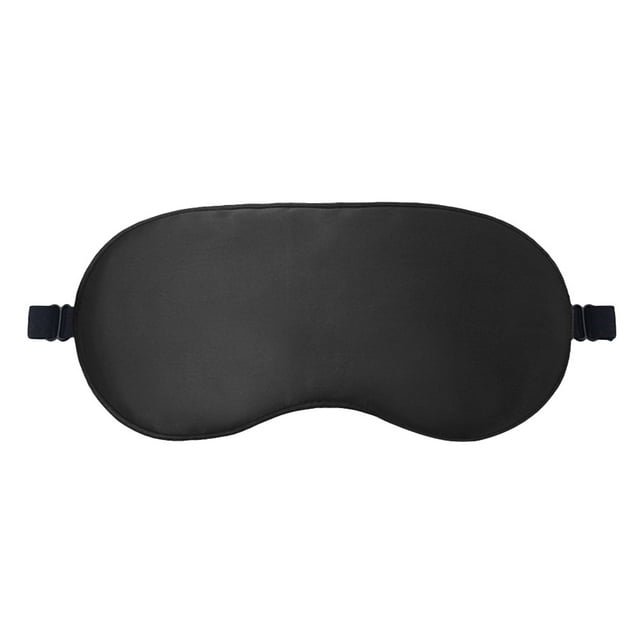 Antifaz para dormir con correa elástica de seda morera, para dormir y viajar (negro)