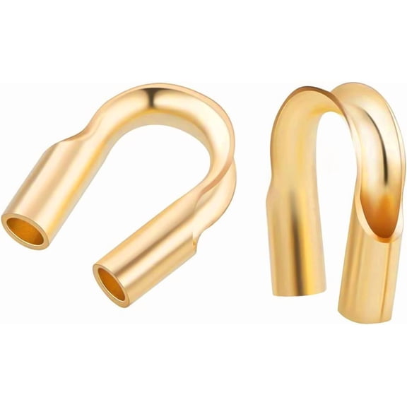 30pcs 14K Gold Plated Brass Wire Guardian Wire Protector U Shape Findings Guard Loops for Earring Bracelet Necklace Jewelry Making Wedding Gift DIY 4x4x1mm for diy