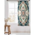 thumbnail image 3 of Sheer Curtains 72 Inches Long, Teal Green Boho Floral Semi Sheer Curtains Light Filtering Window Treatment, Southwestern Ethnic Flowers Retro Privacy Voile Drapes for Living Room Bedroom 52x72 Inch, 3 of 7