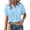 Sky Blue, variant on Womens Cotton Linen Gauze Tops Casual Loose Button Down Tops Short Sleeve Rolled Cuffed Collared Blouses With Side Pockets Light Blue 5XL
