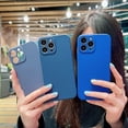 thumbnail image 4 of Funda de teléfono para IPhone X, XR, XS, 11, 12, 13, 14 Pro Max, 7, 8 Plus, contraportada de silicona líquida a prueba de golpes, Color puro contraído, 4 of 4