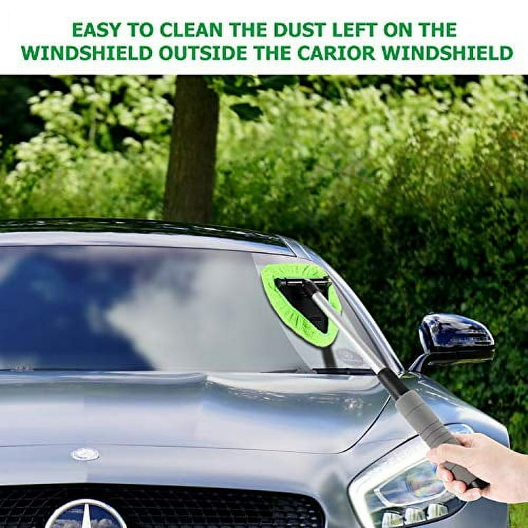Windshield Cleaner -Microfiber Car Window Cleaning Tool with Extendable  Handle and Washable Reusable Cloth Pad Head Auto Interior Exterior Glass  Wiper Car Glass Cleaner Kit