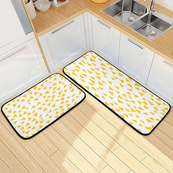 Ryvnso Yellow Triangle Kitchen Rugs Set Non Slip Runner Mats for Dining Room