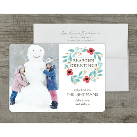 Winter Wreath - Deluxe 5x7 Personalized Holiday Holiday Card